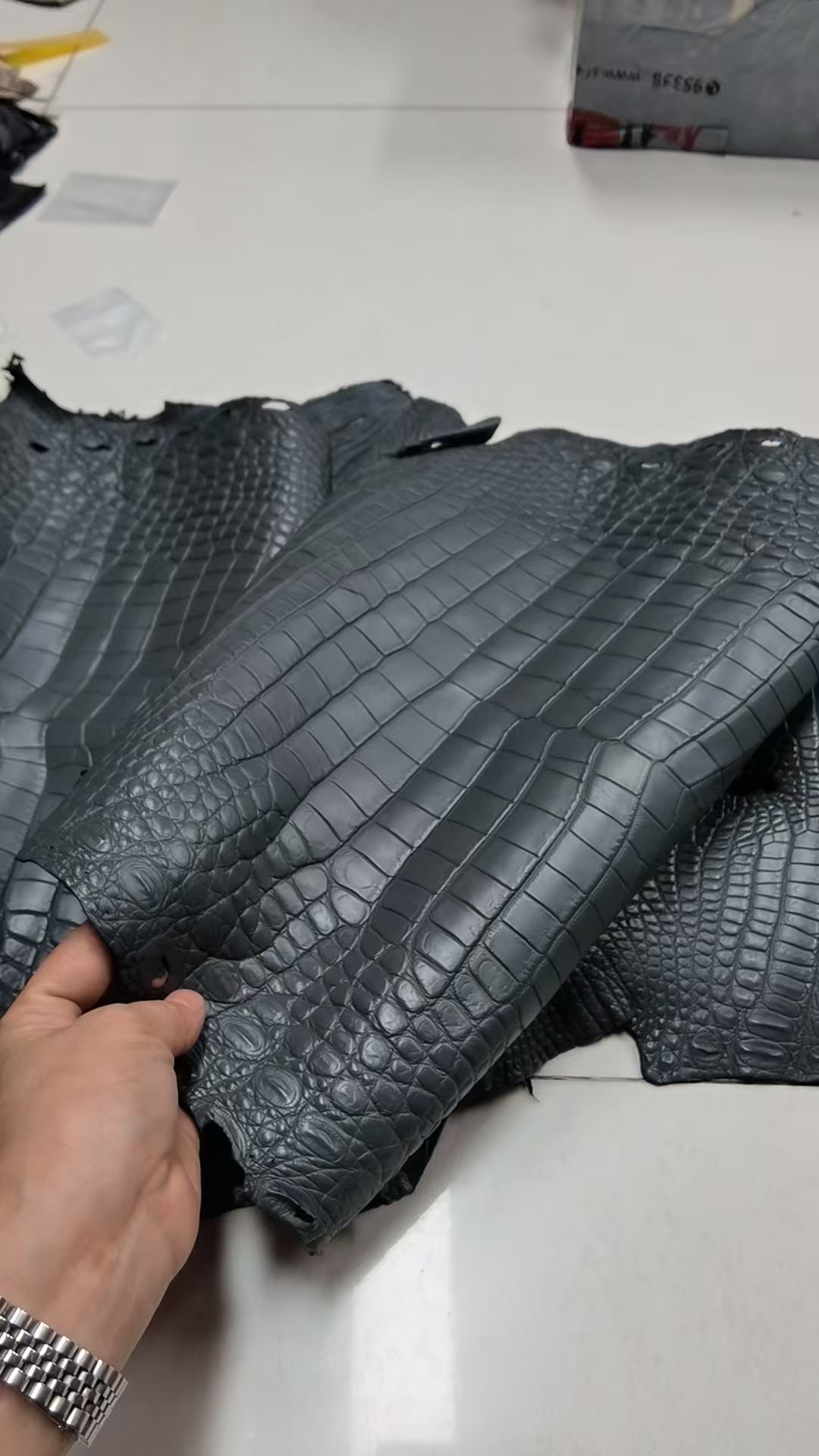Rossie Viren crocodile skin leather sneakers featuring genuine crocodile shoes with textured, luxurious leather finish.