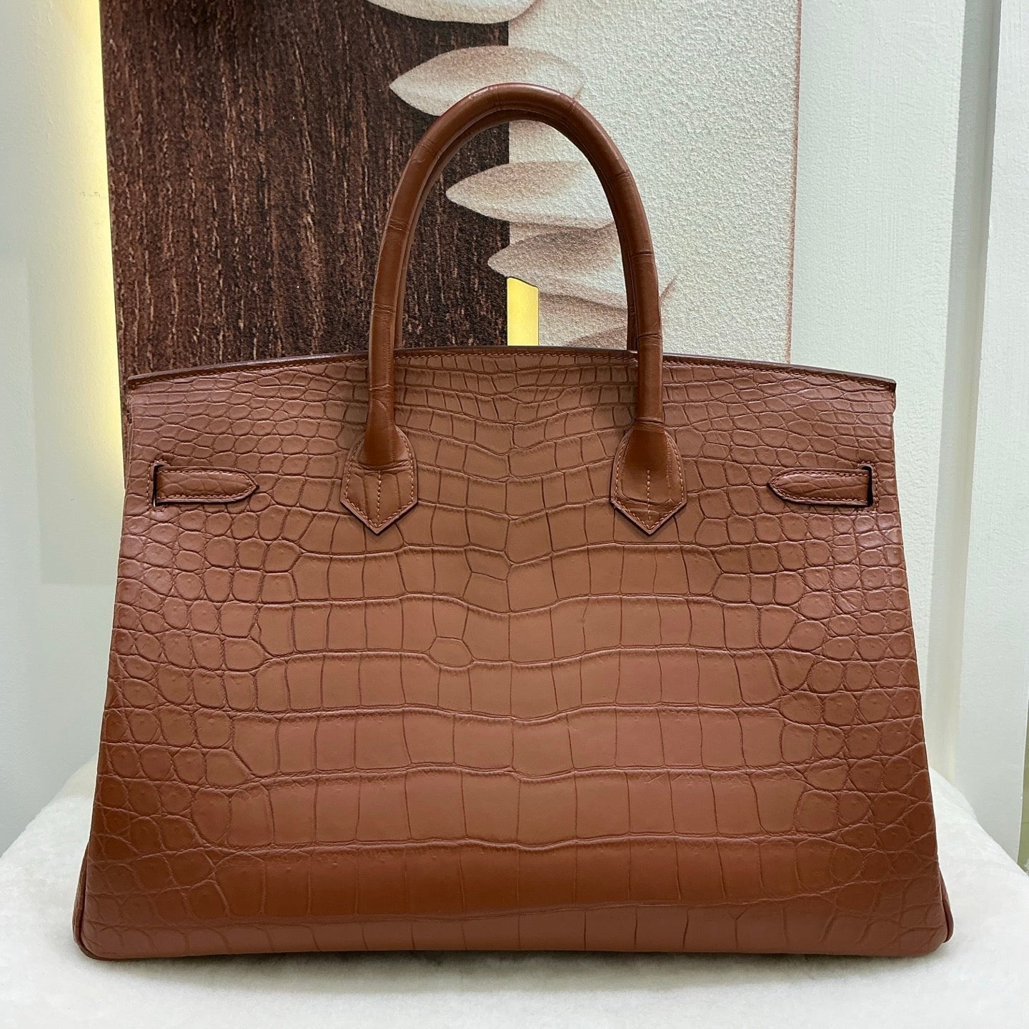 Genuine Matt US alligator crocodile skin top handle handbag in dark grey with a sleek office bag design by Rossie Viren.