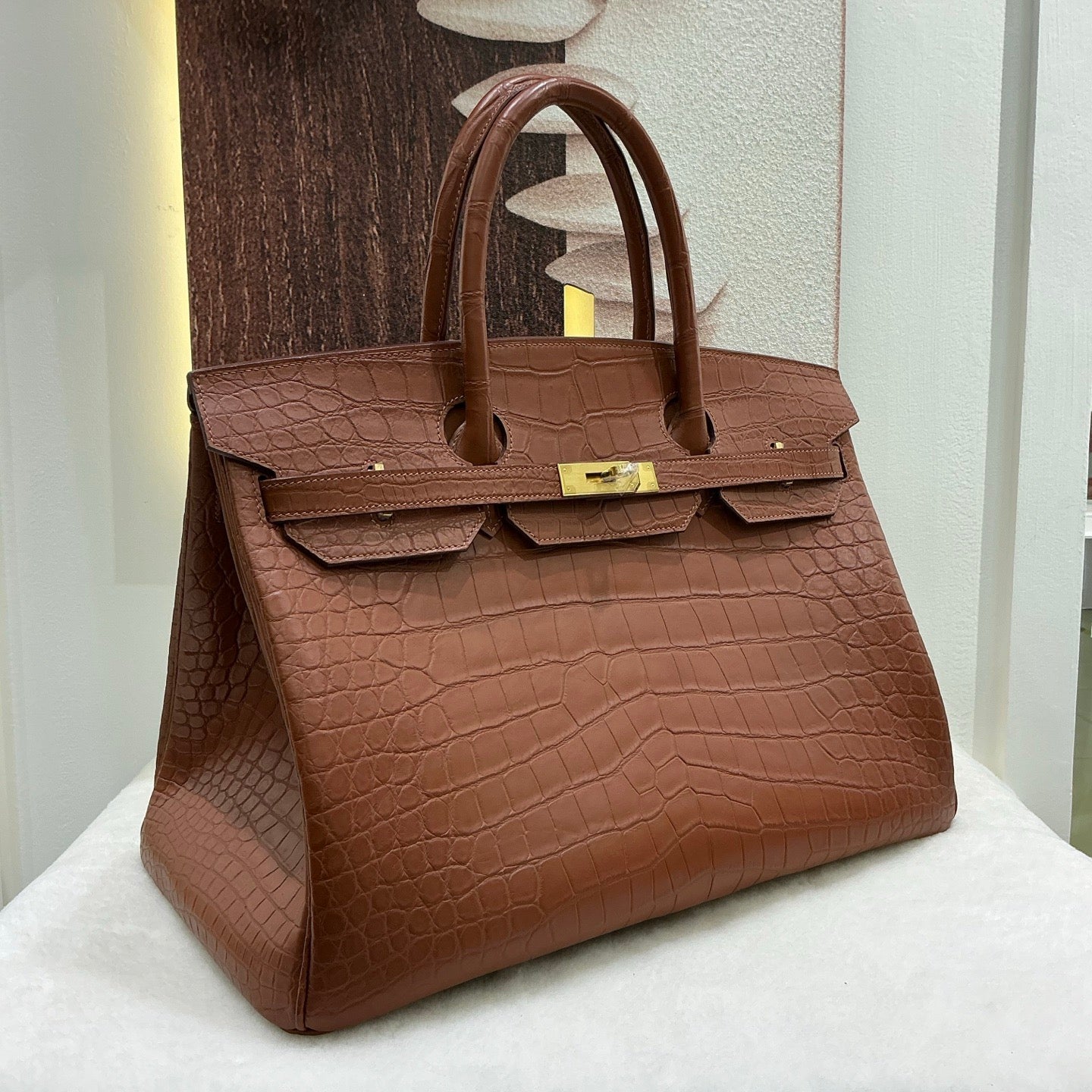 Genuine Matt US alligator crocodile leather top handle bag by Rossie Viren in dark grey, 40cm business office handbag.