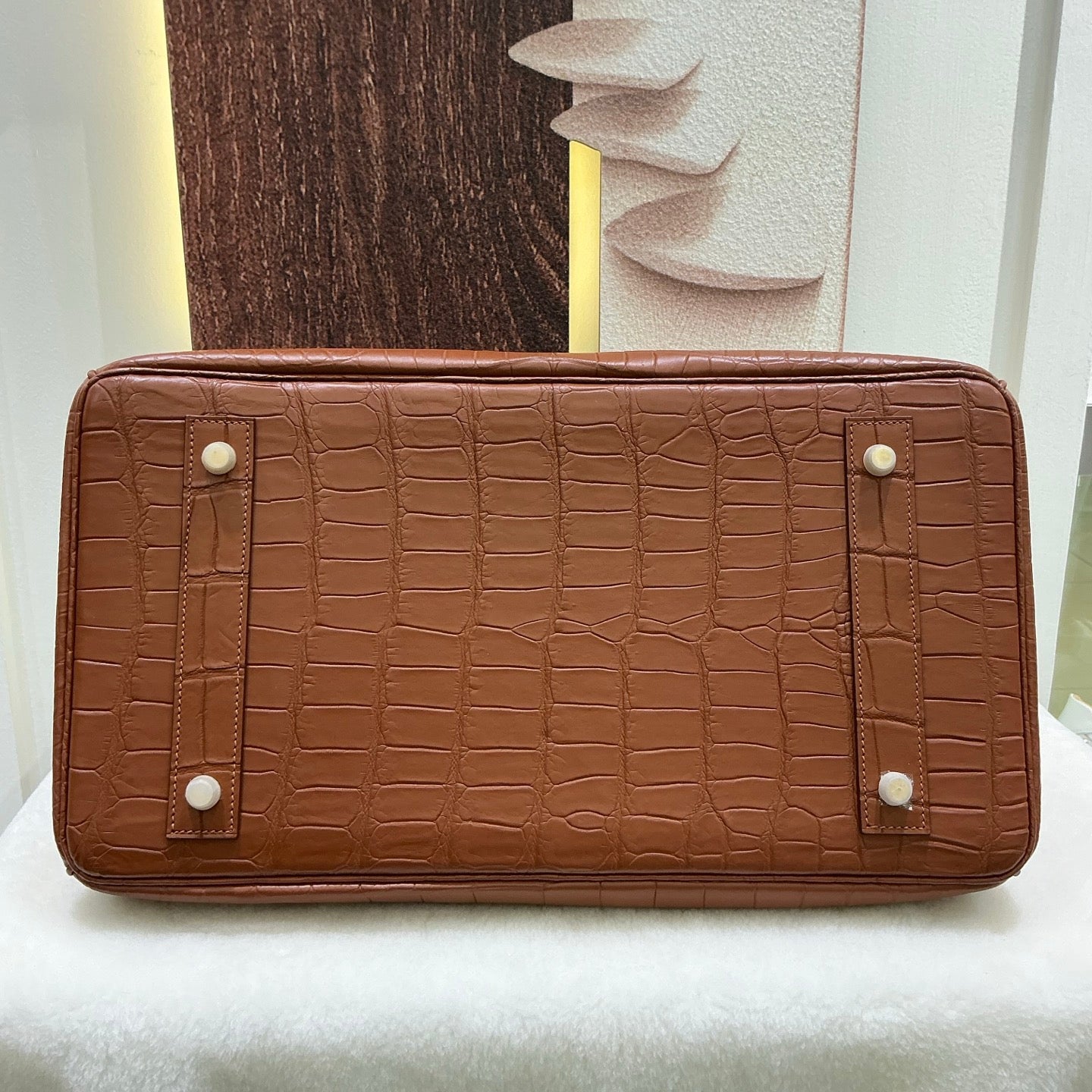 Genuine Matt US alligator crocodile leather top handle bag by Rossie Viren in dark grey, 40cm business office handbag image.