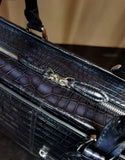 Men's Vintage Multi Color Crocodile Leather Briefcase With Carry on Duffel Bag Trolley Sleeve 38495