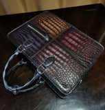 Men's Vintage Multi Color Crocodile Leather Briefcase With Carry on Duffel Bag Trolley Sleeve 38495