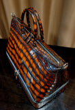 Unisex Vintage Brown Color Crocodile Leather Large Travel Duffel Bag