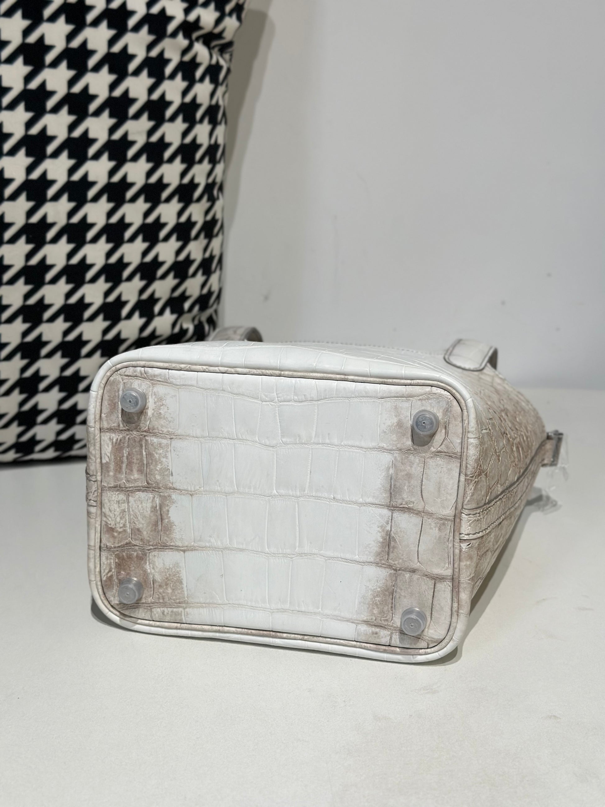 Women's genuine crocodile skin leather small crossbody handbag by Rossie Viren, featuring a sleek Himalayan design.