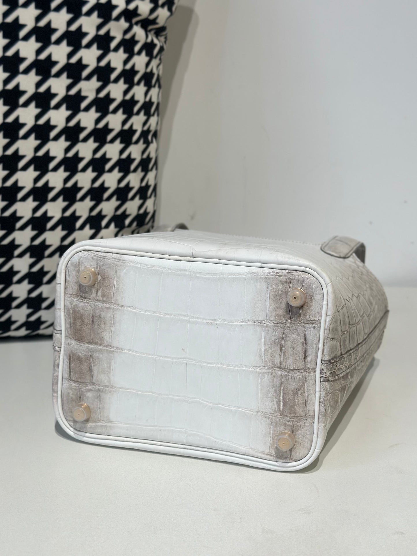 Women's genuine crocodile skin leather small crossbody handbag by Rossie Viren featuring a sleek design and compact size.