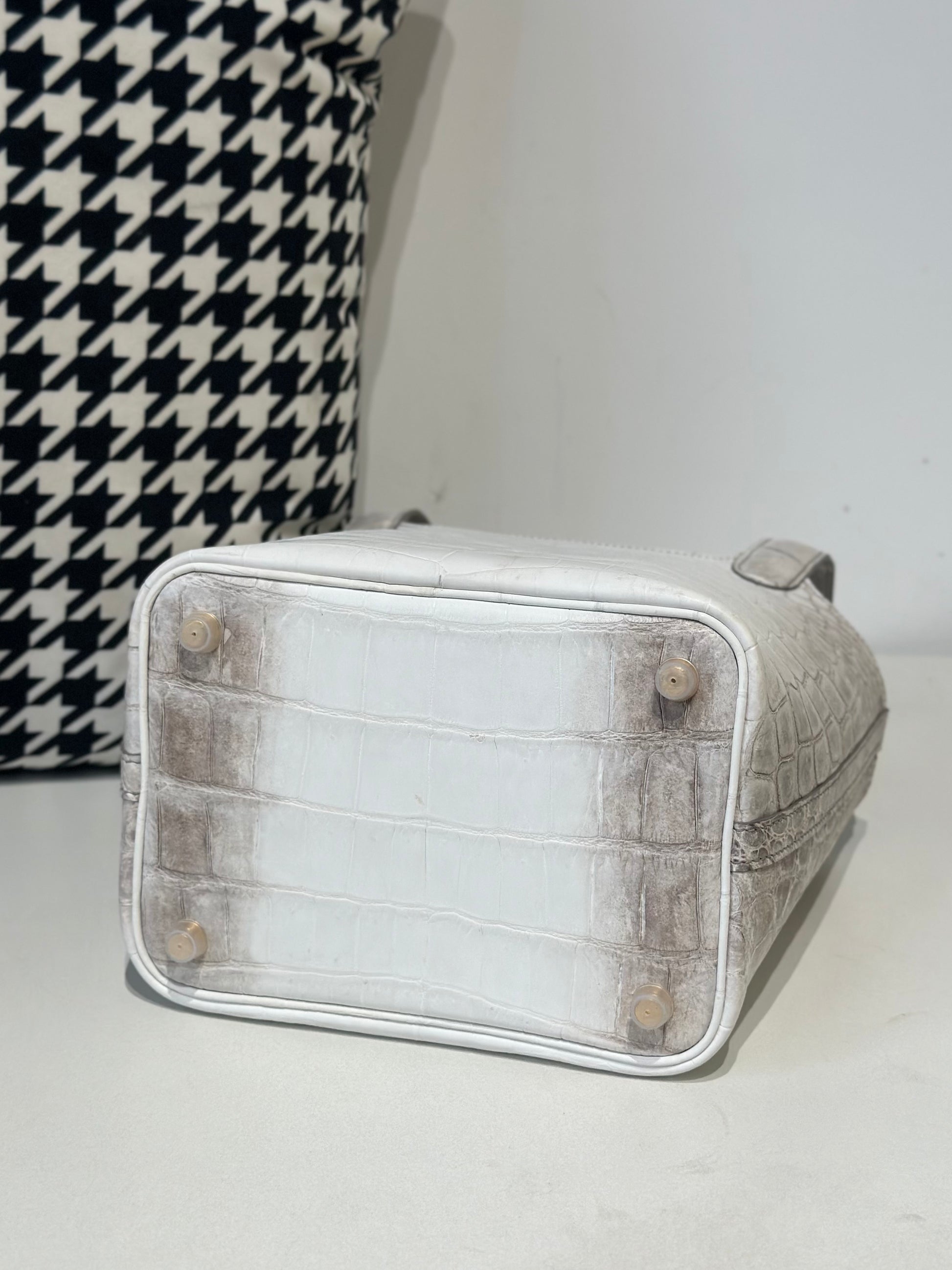 Women's genuine crocodile skin leather small crossbody handbag by Rossie Viren featuring a sleek design and compact size.
