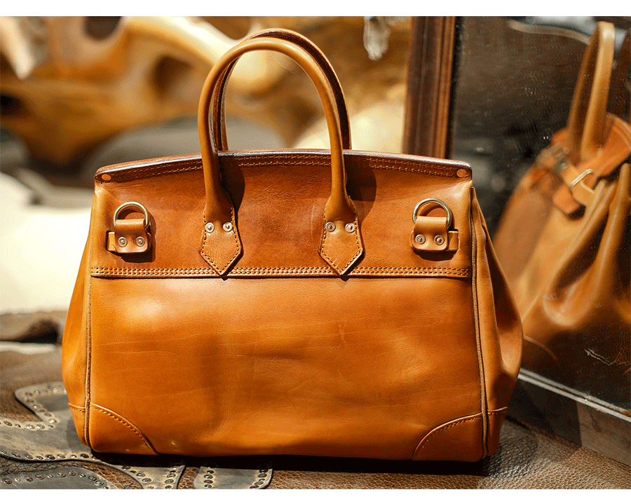 Rossie Viren Women's Unisex Large Vintage Vegetable Tanned Leather Padlock Tote Bag