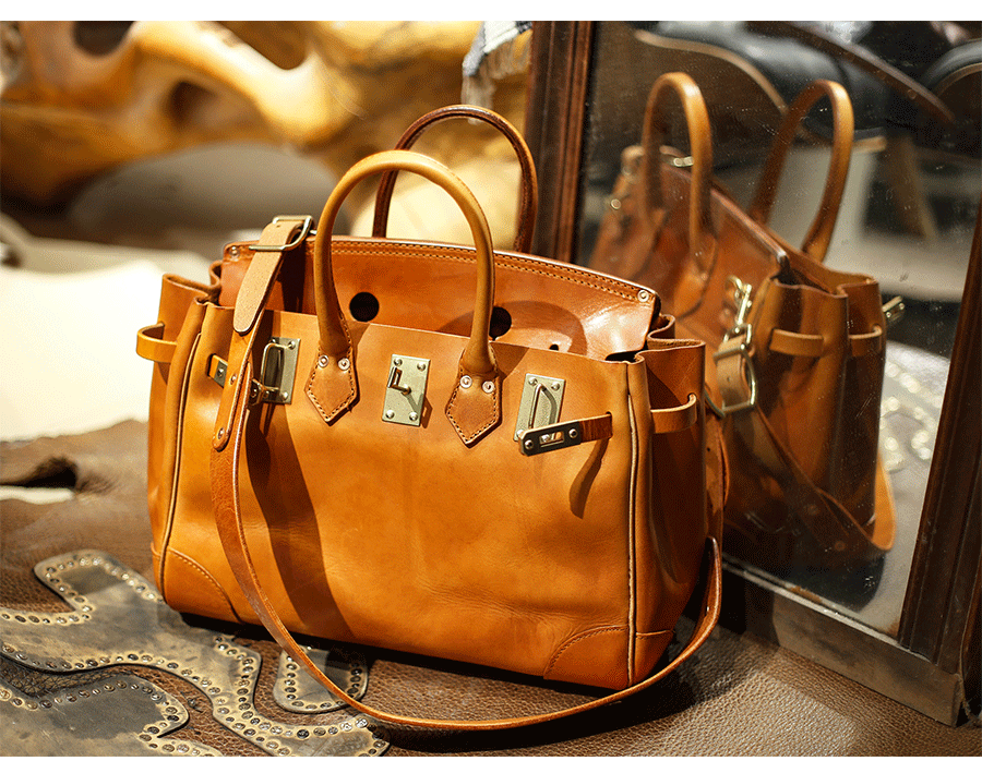Rossie Viren Women's Unisex Large Vintage Vegetable Tanned Leather Padlock Tote Bag