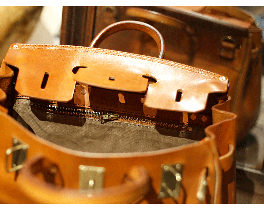 Rossie Viren Women's Unisex Large Vintage Vegetable Tanned Leather Padlock Tote Bag