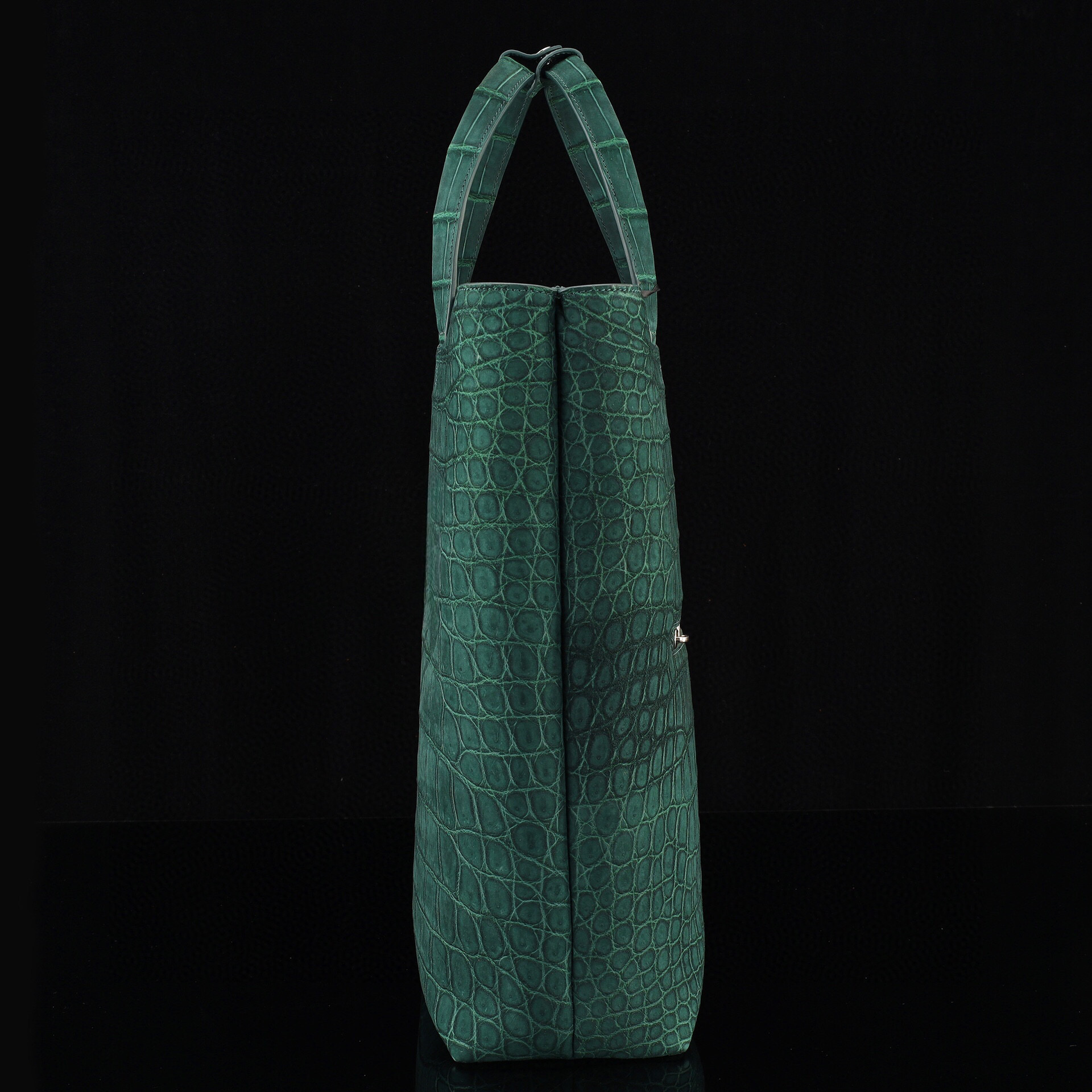 Unisex Nubuck Genuine Crocodile Skin Leather Large Shopper Hobo Tote Bags Dark Green