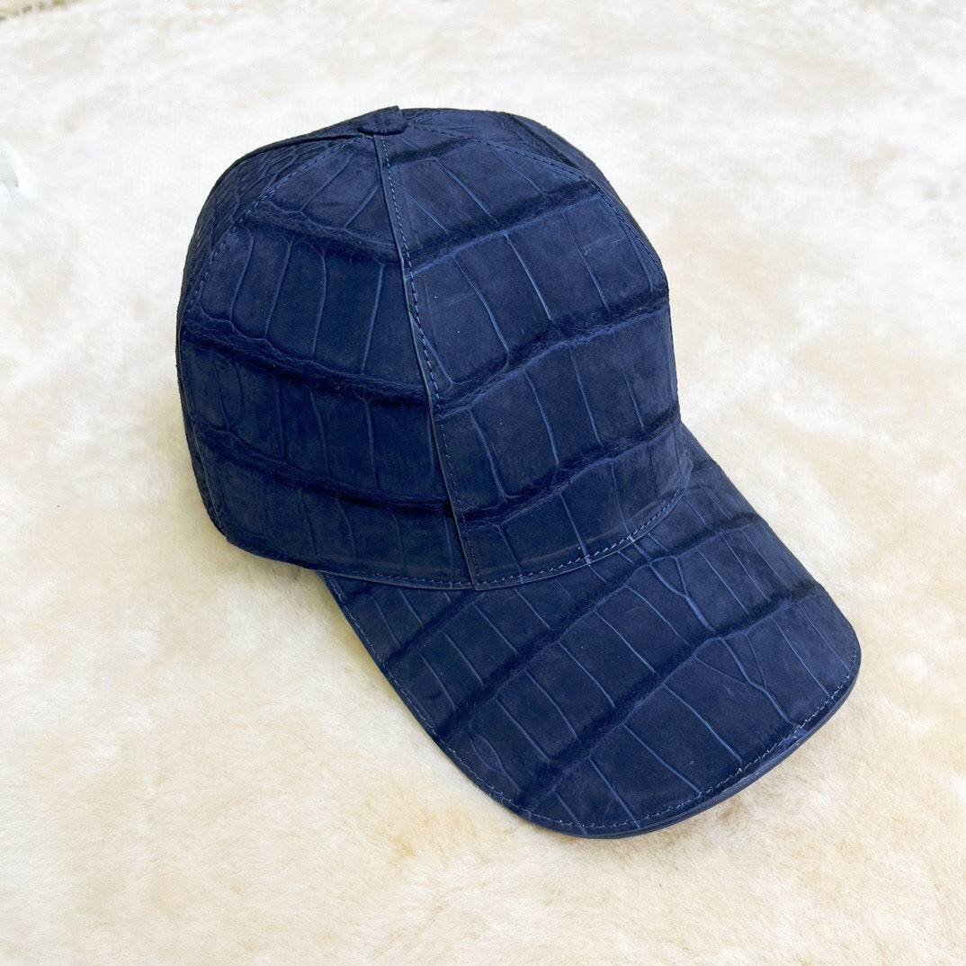 Nile Nubuck Crocodile Skin Leather Baseball Cap
