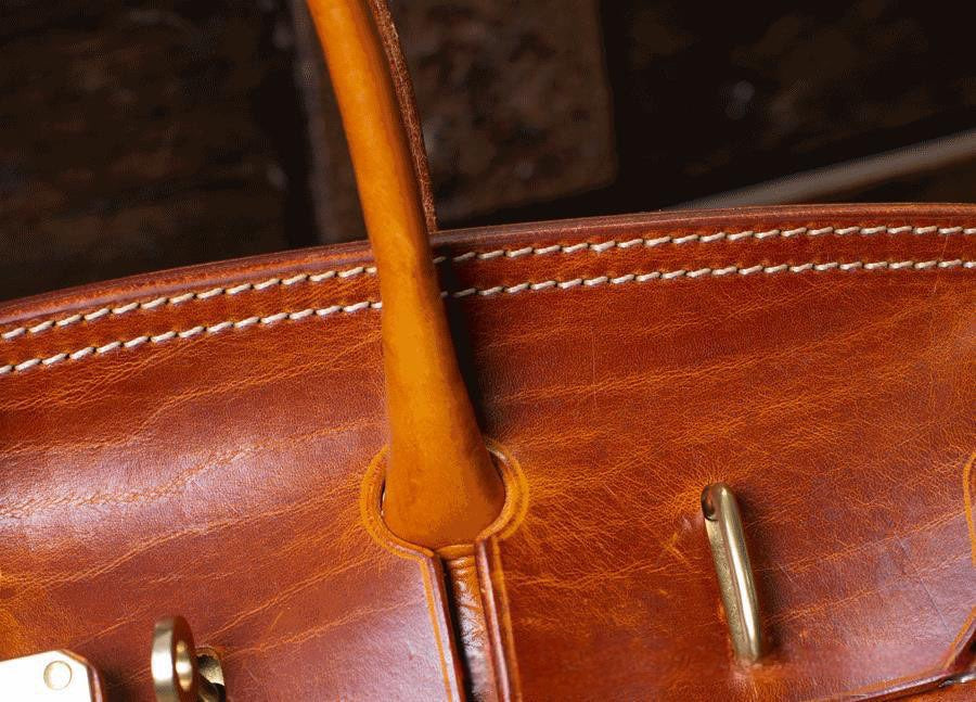 Unisex New Oversize Genuine Vintage Oil Wax Leather Top Handle Canvas Bag