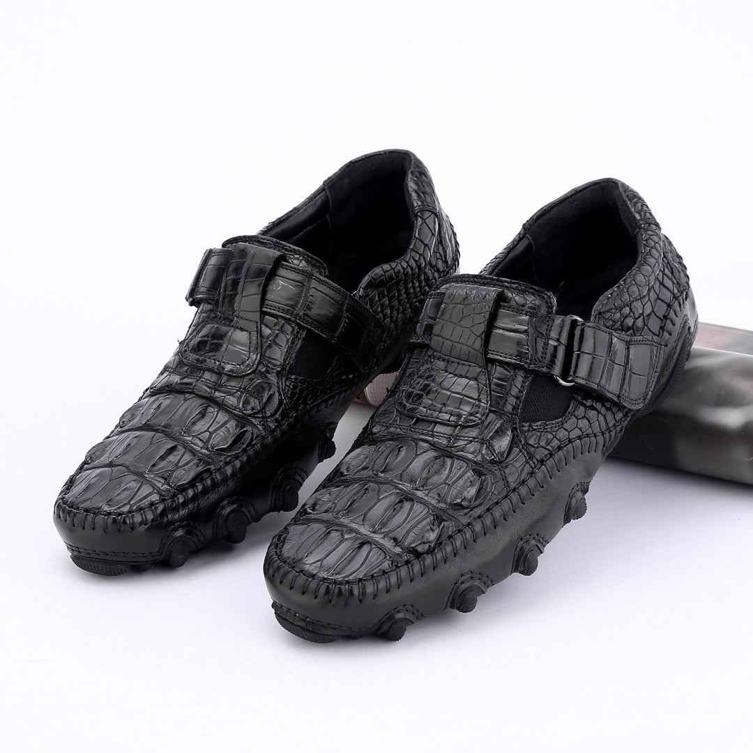 Rossie Viren crocodile leather loafers with casual driving style, featuring sleek crocodile pattern and comfortable slip-on design.