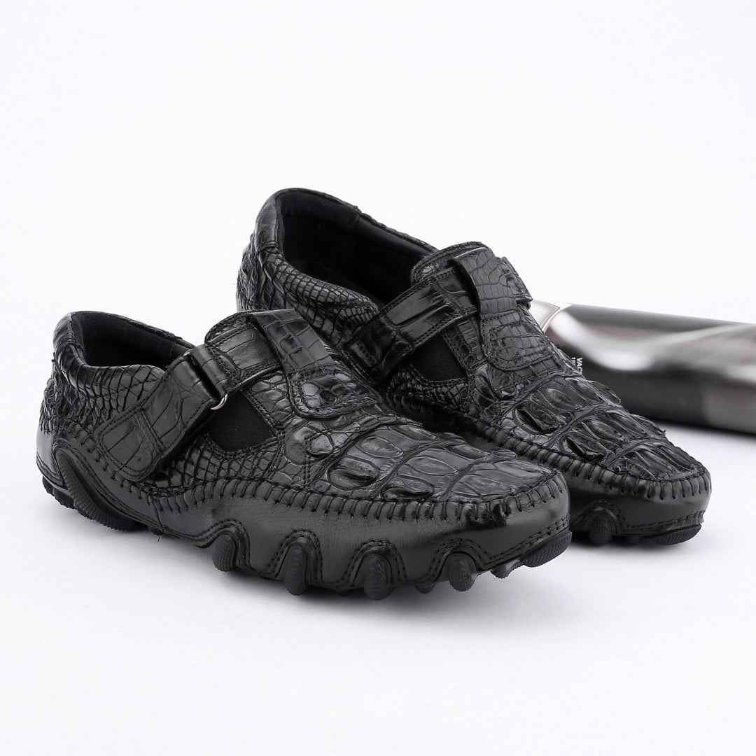 Rossie Viren crocodile leather loafers, casual driving shoes with a sleek crocodile pattern and comfortable slip-on design.