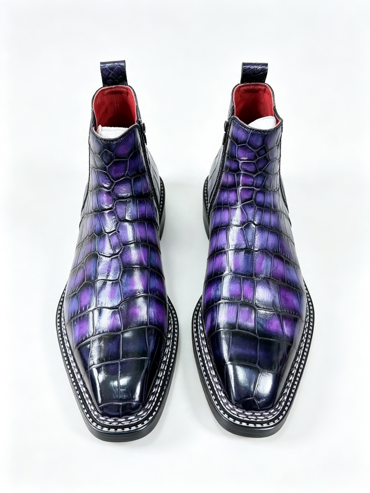 Crocodile Shoes, Men's Norwegian Vintage Red Chelsea Boots (Copy)