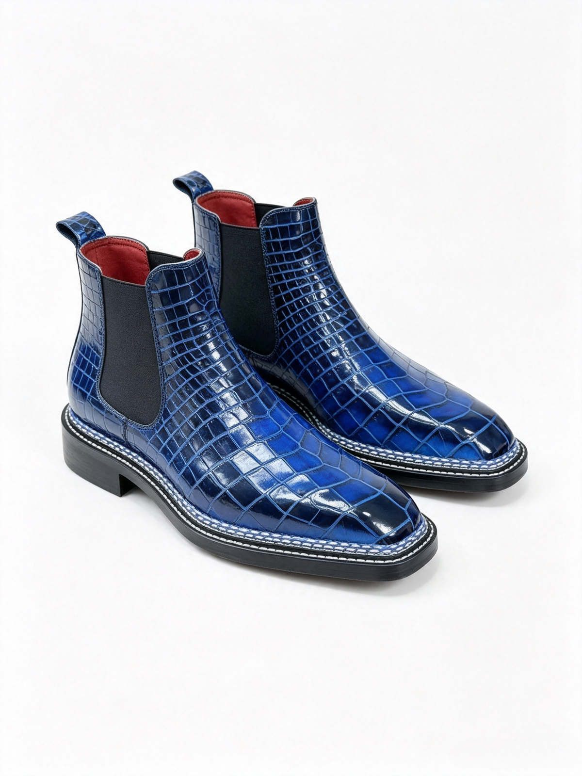 Crocodile Shoes, Men's Norwegian Vintage Red Chelsea Boots (Copy)