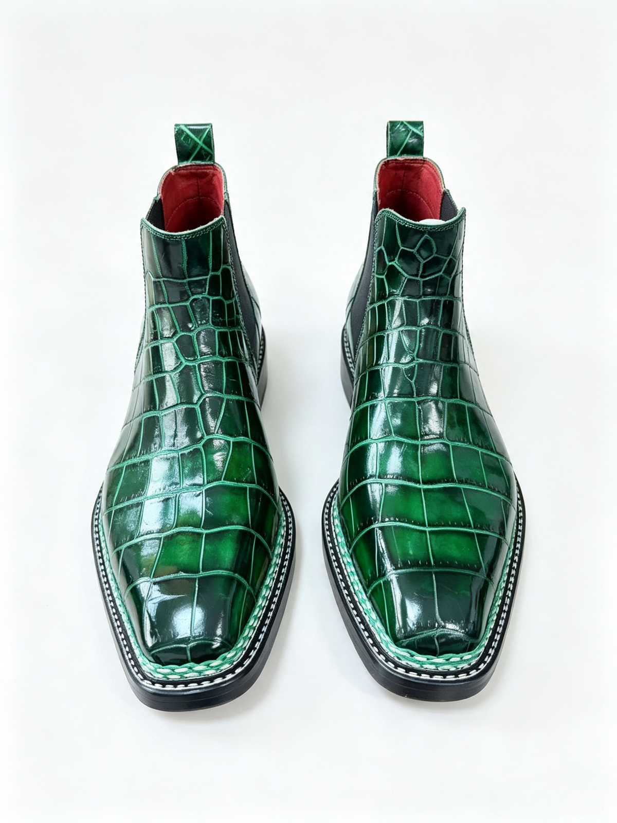 Crocodile Shoes, Men's Norwegian Vintage Red Chelsea Boots (Copy)