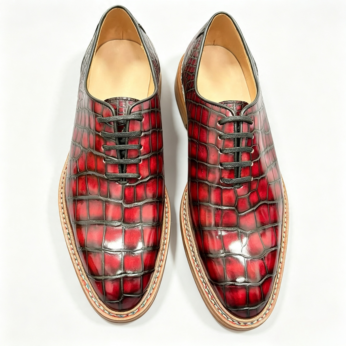 Crocodile Shoes, Men's Vintage Crocodile Leather Lace Up Business Shoes