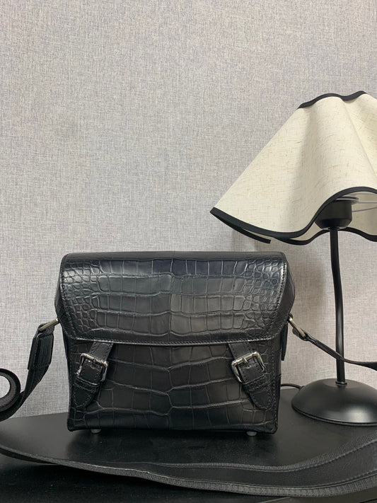 Genuine Crocodile Skin Leather Cross Body Messenger Bag