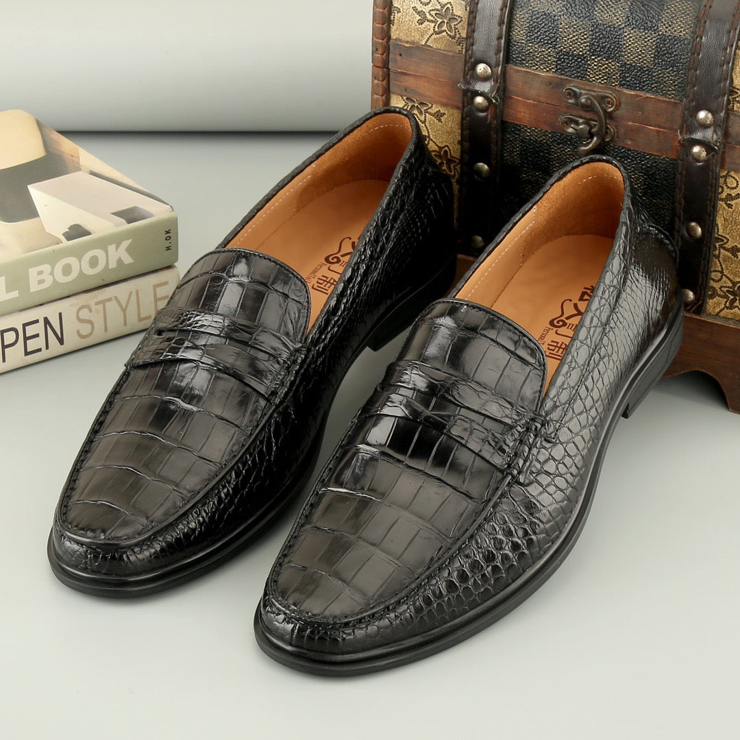 Crocodile Shoes Mens Crocodile Leather Casual Loafer Drive Shoes