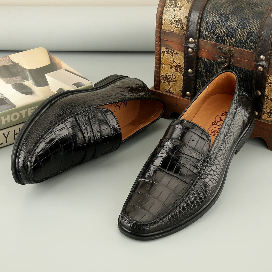 Crocodile Shoes Mens Crocodile Leather Casual Loafer Drive Shoes