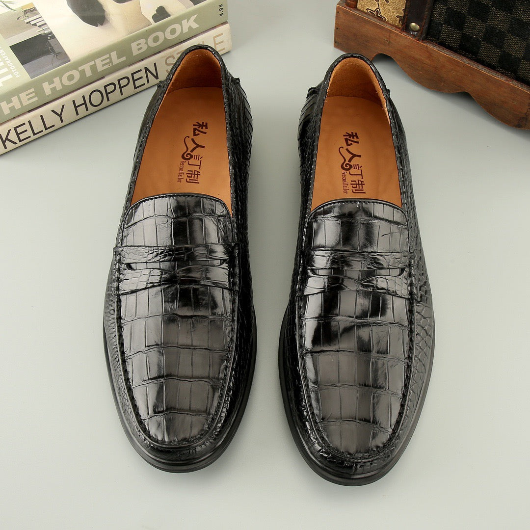Crocodile Shoes Mens Crocodile Leather Casual Loafer Drive Shoes