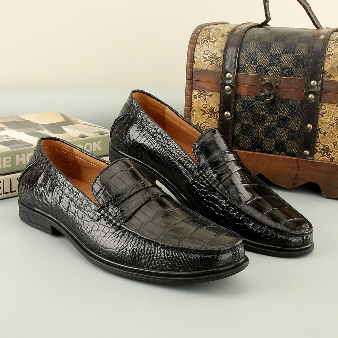 Crocodile Shoes Mens Crocodile Leather Casual Loafer Drive Shoes