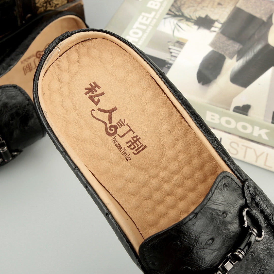 Ostrich Leather Slippers ,Men's Ostrich Leather Slippers