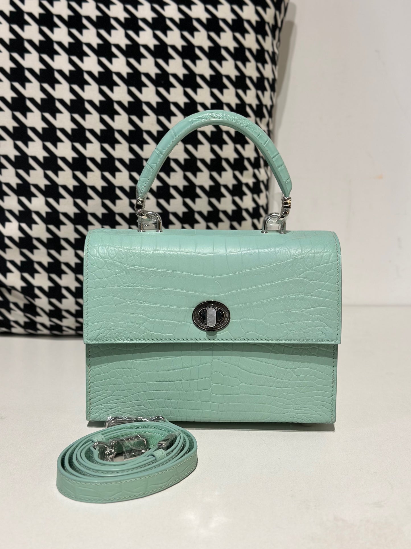Crocodile Leather Top Handle Bag