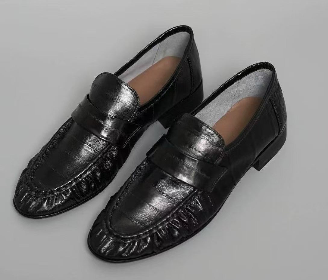 Men's Shoes , Soft Eel Skin Leather Loafers