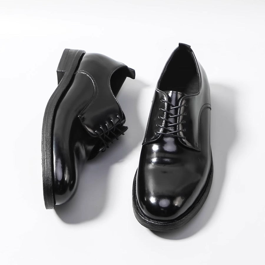 Genuine Shell Cordovan Leather Lace Up Roud Toe Shoes