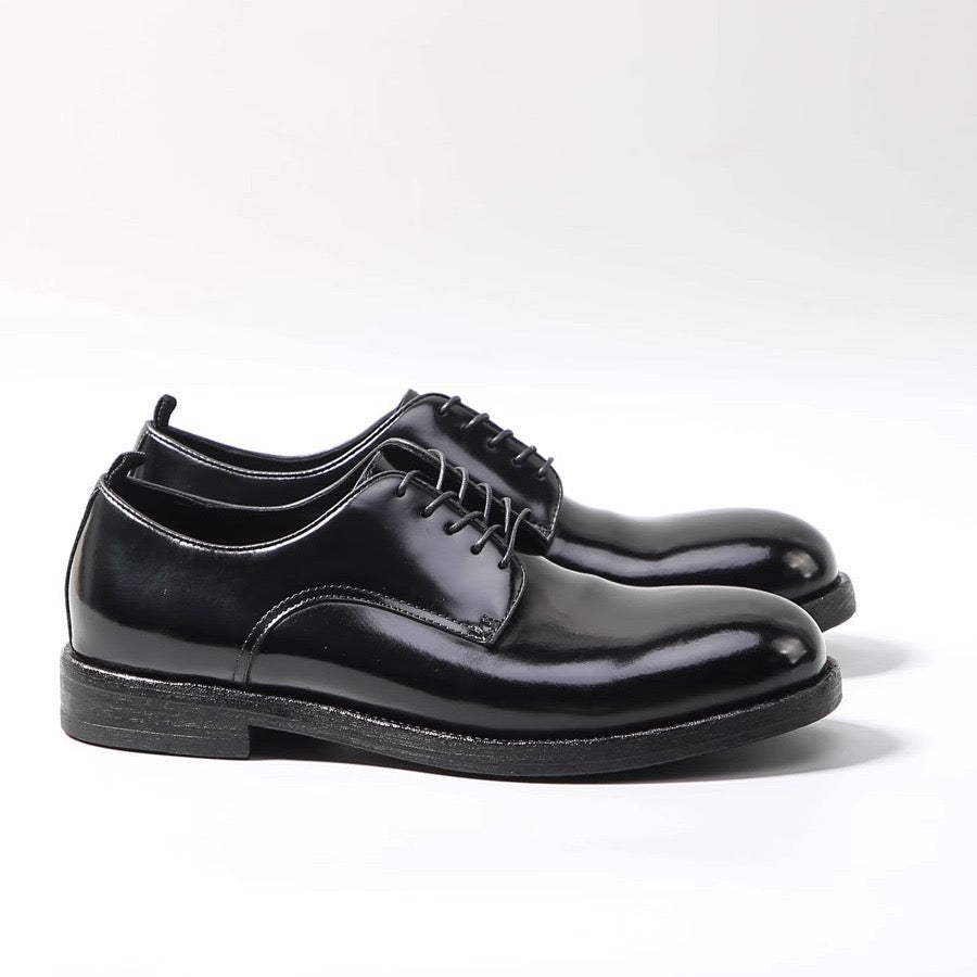 Genuine Shell Cordovan Leather Lace Up Roud Toe Shoes