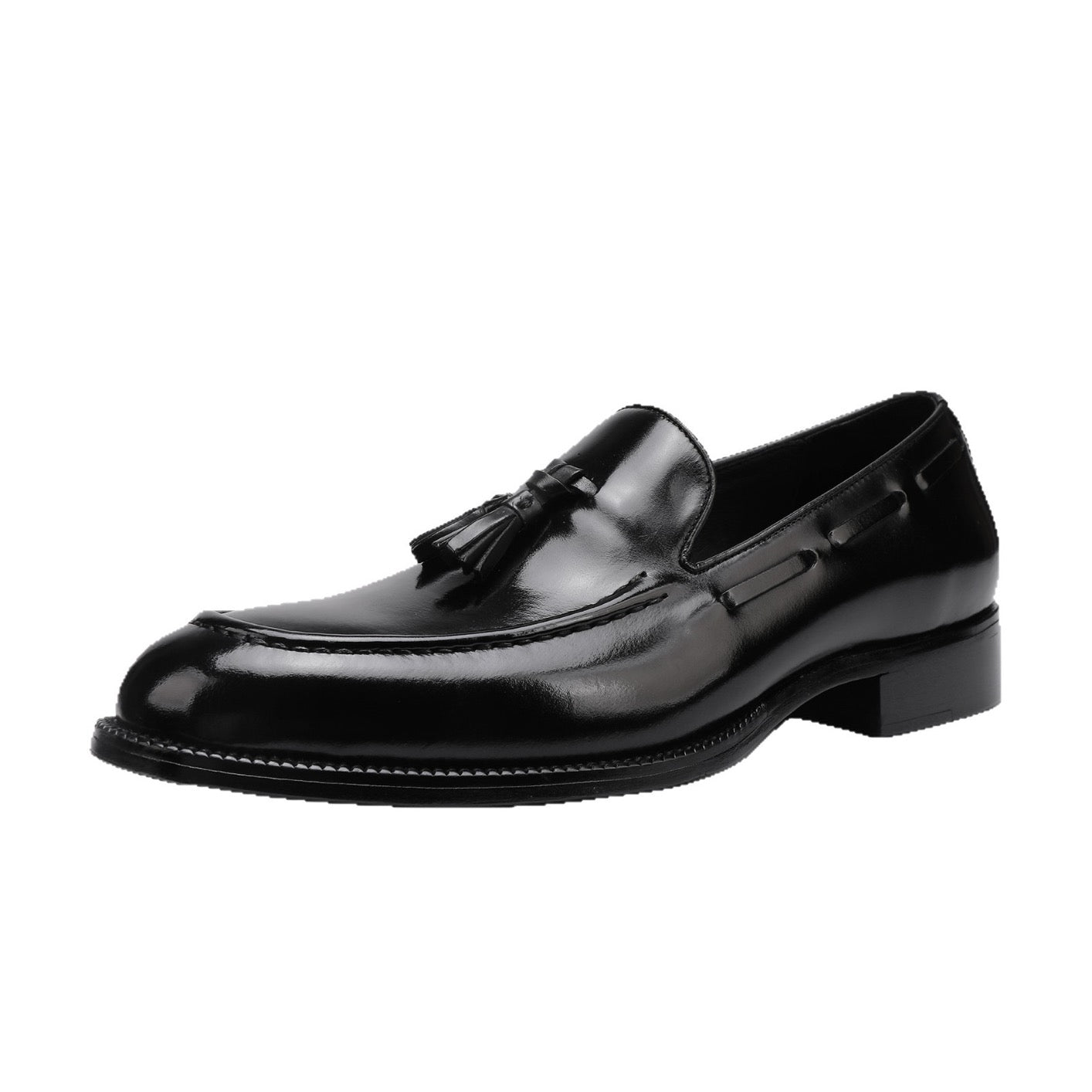 Genuine Shell Cordovan leather loafer shoes with tassels by Rossie Viren, featuring a sleek and polished design.