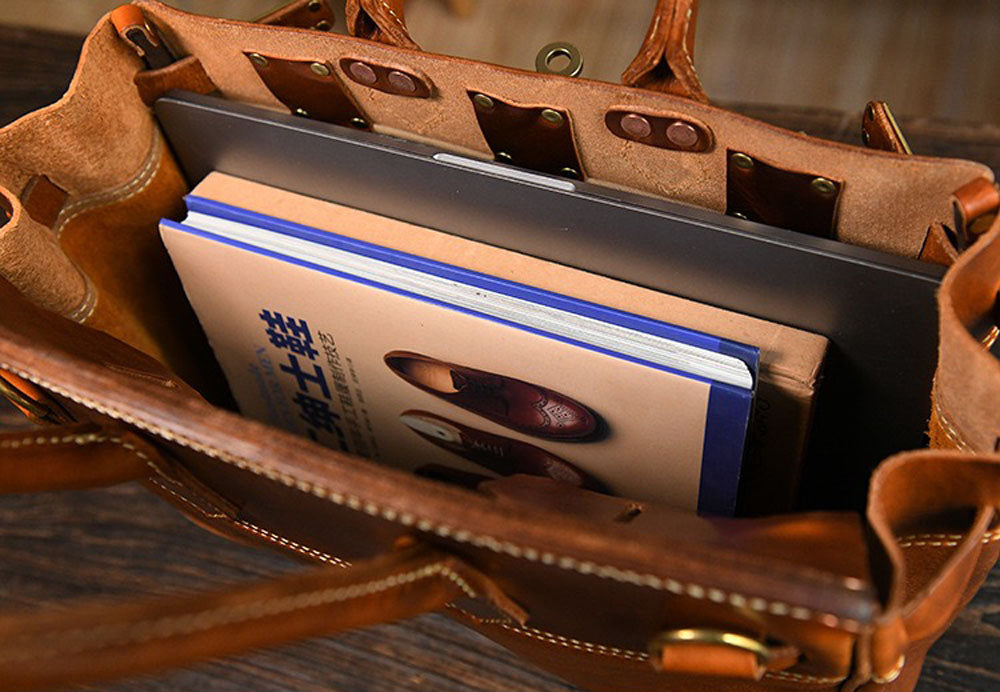 Unisex Vintage Oil Wax Leather Top Handle Bags