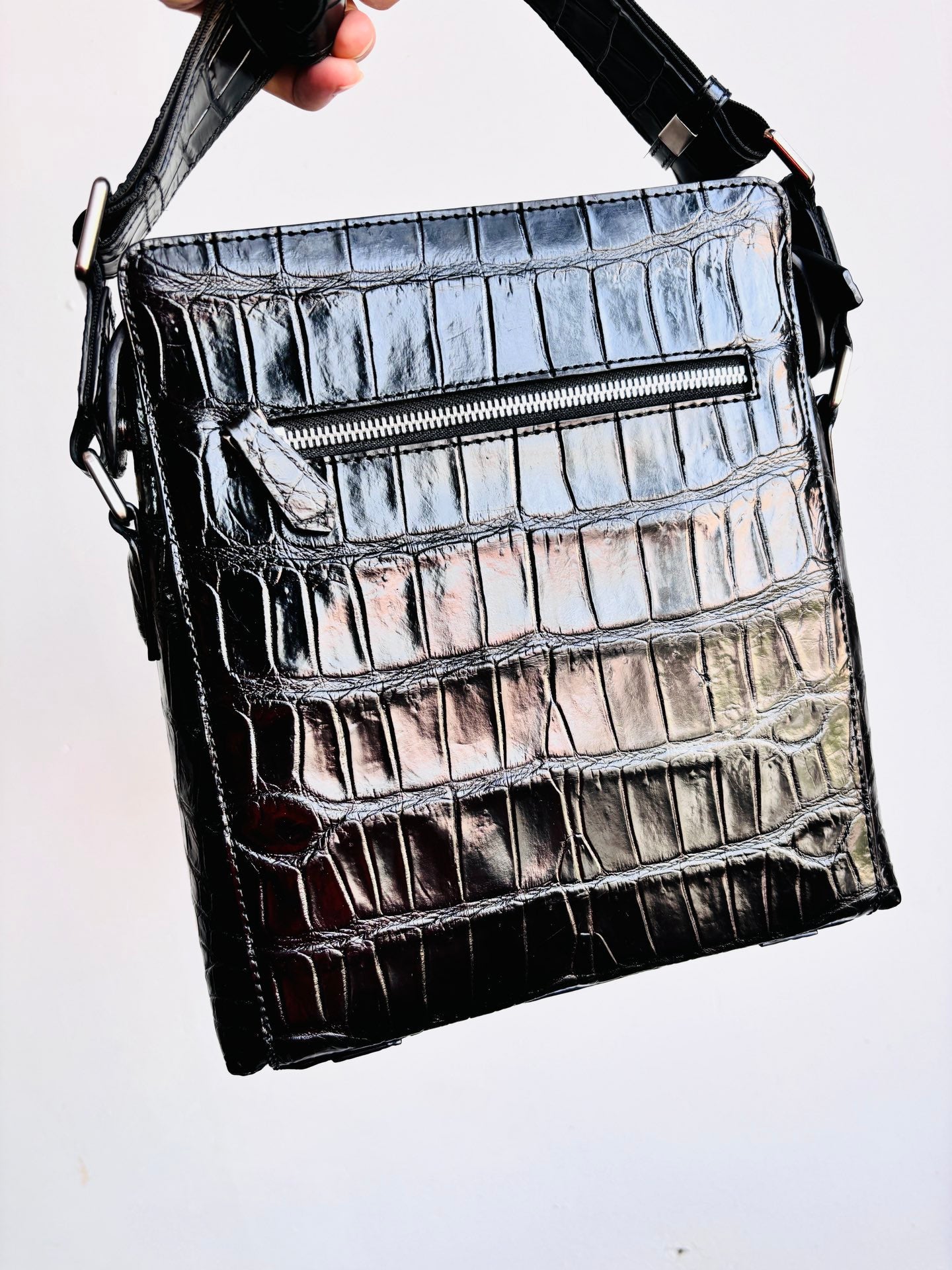 Crocodile Skin Leather Cross Body Bag