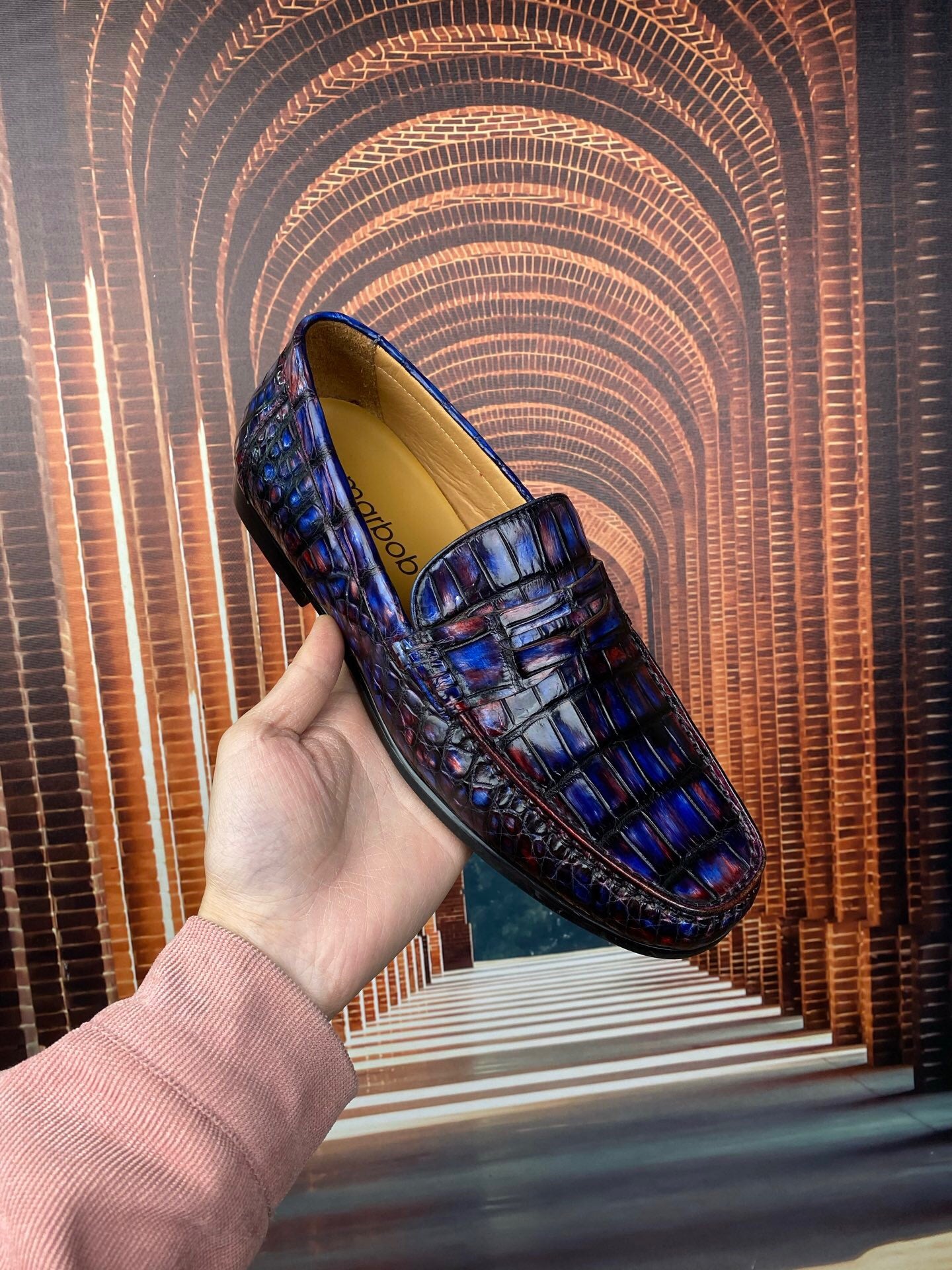 Crocodile Shoes Vintage Multi Timeless Driving Shoes in Genuine Crocodile Skin Leather