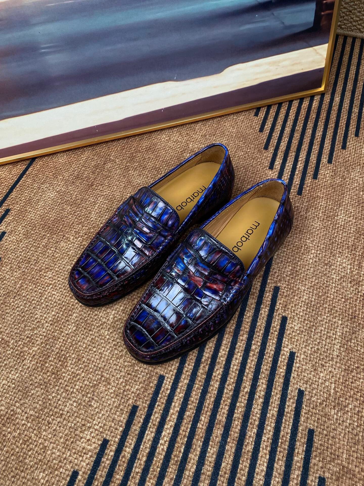 Crocodile Shoes Vintage Multi Timeless Driving Shoes in Genuine Crocodile Skin Leather
