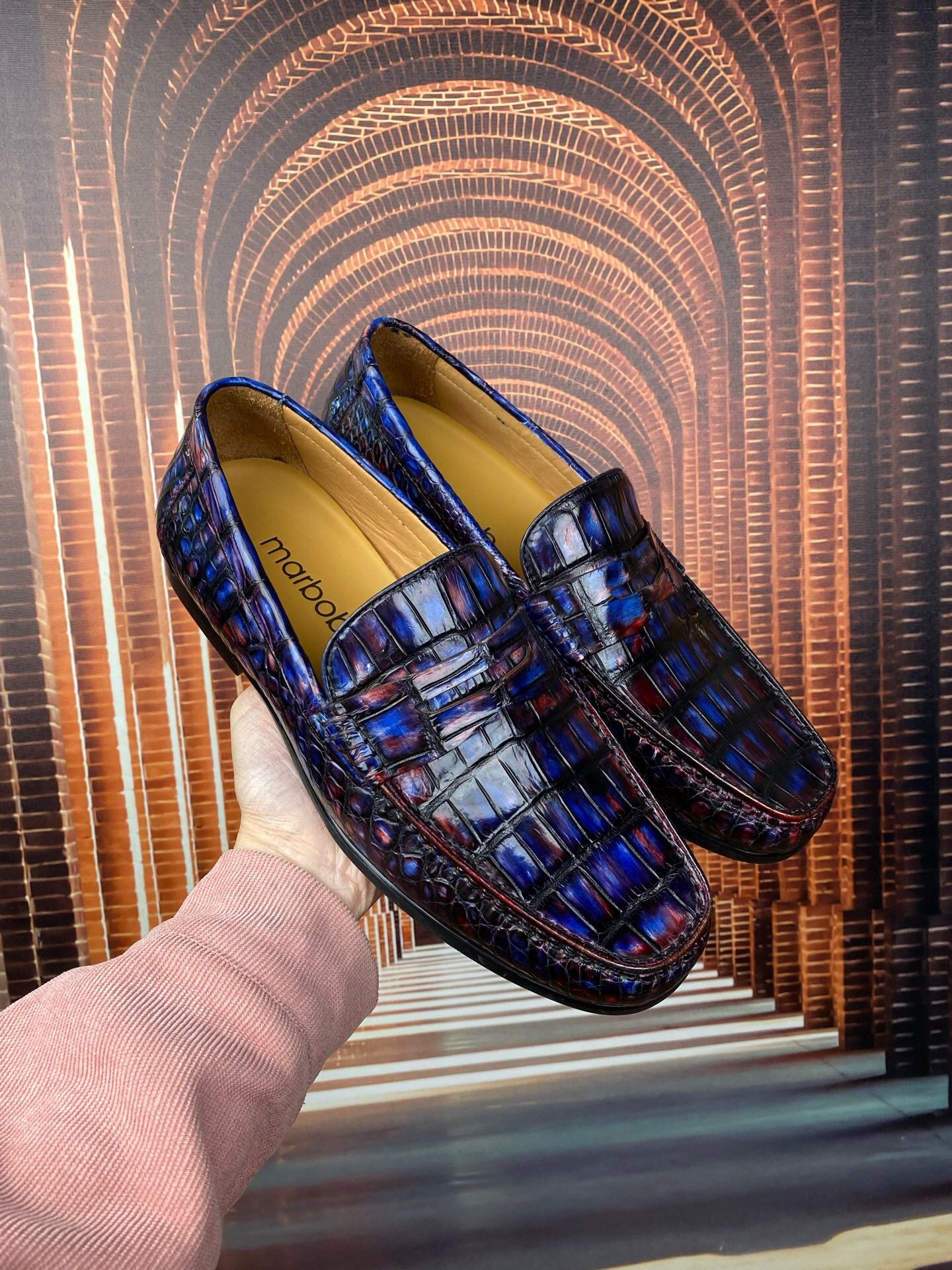 Crocodile Shoes Vintage Multi Timeless Driving Shoes in Genuine Crocodile Skin Leather