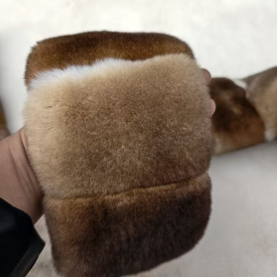 New Whole Rex Rabbit Fur Reversible Scarf