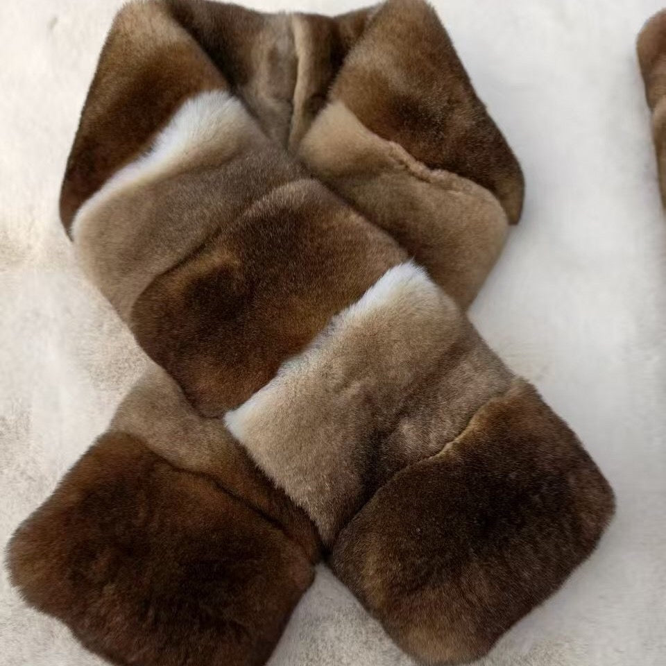 New Whole Rex Rabbit Fur Reversible Scarf