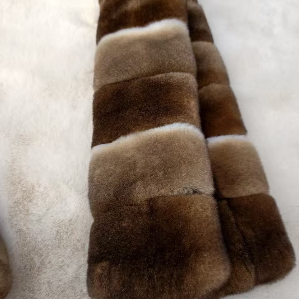 New Whole Rex Rabbit Fur Reversible Scarf