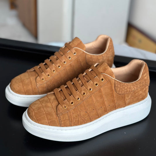 Preorder Crocodile Sneakers , Himalayan White Genuine Crocodile Leather Sneakers