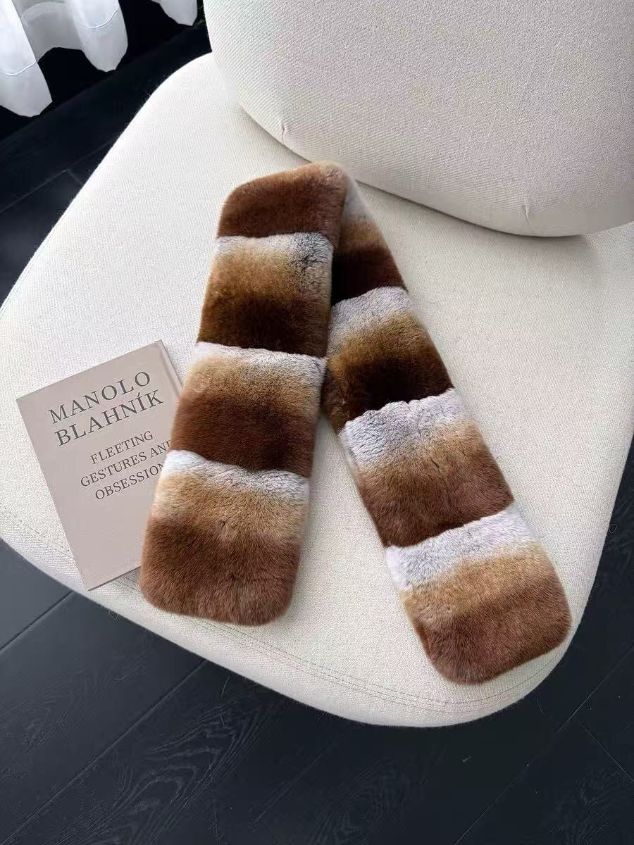 New Whole Rex Rabbit Fur Reversible Scarf