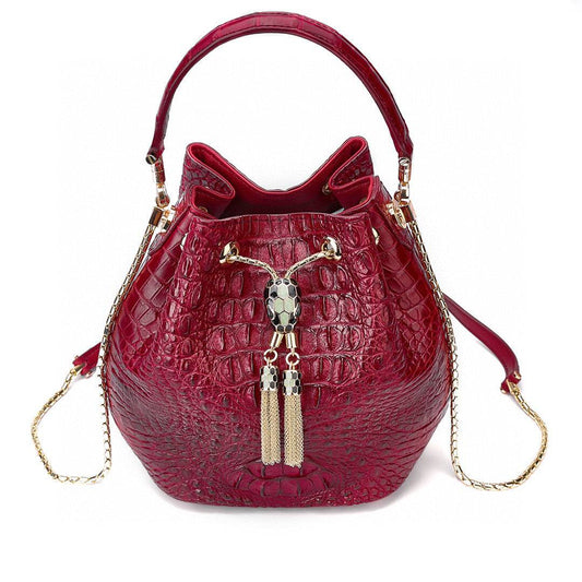 Genuine Crocodile Leather Backet Bag