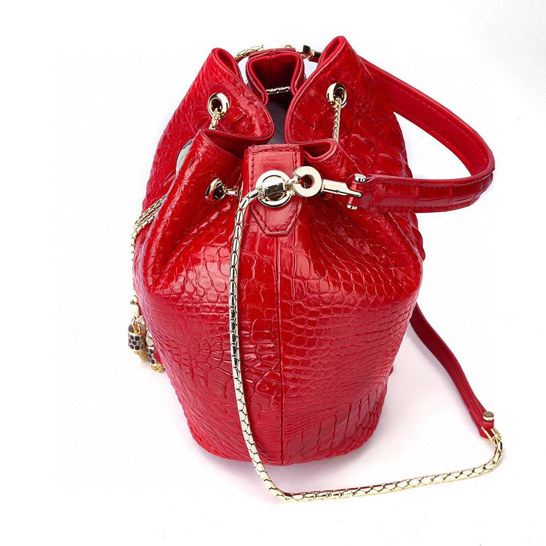 Genuine Crocodile Leather Backet Bag