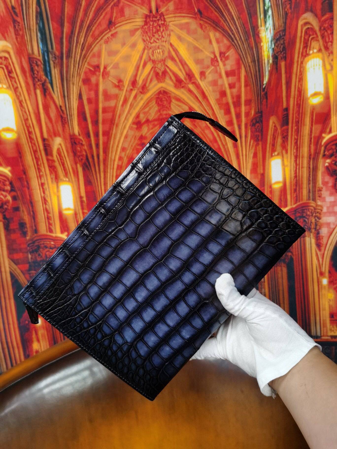 Genuine Vintage Crocodile Skin Leather  Wristlet Wallet Clutch Envelop