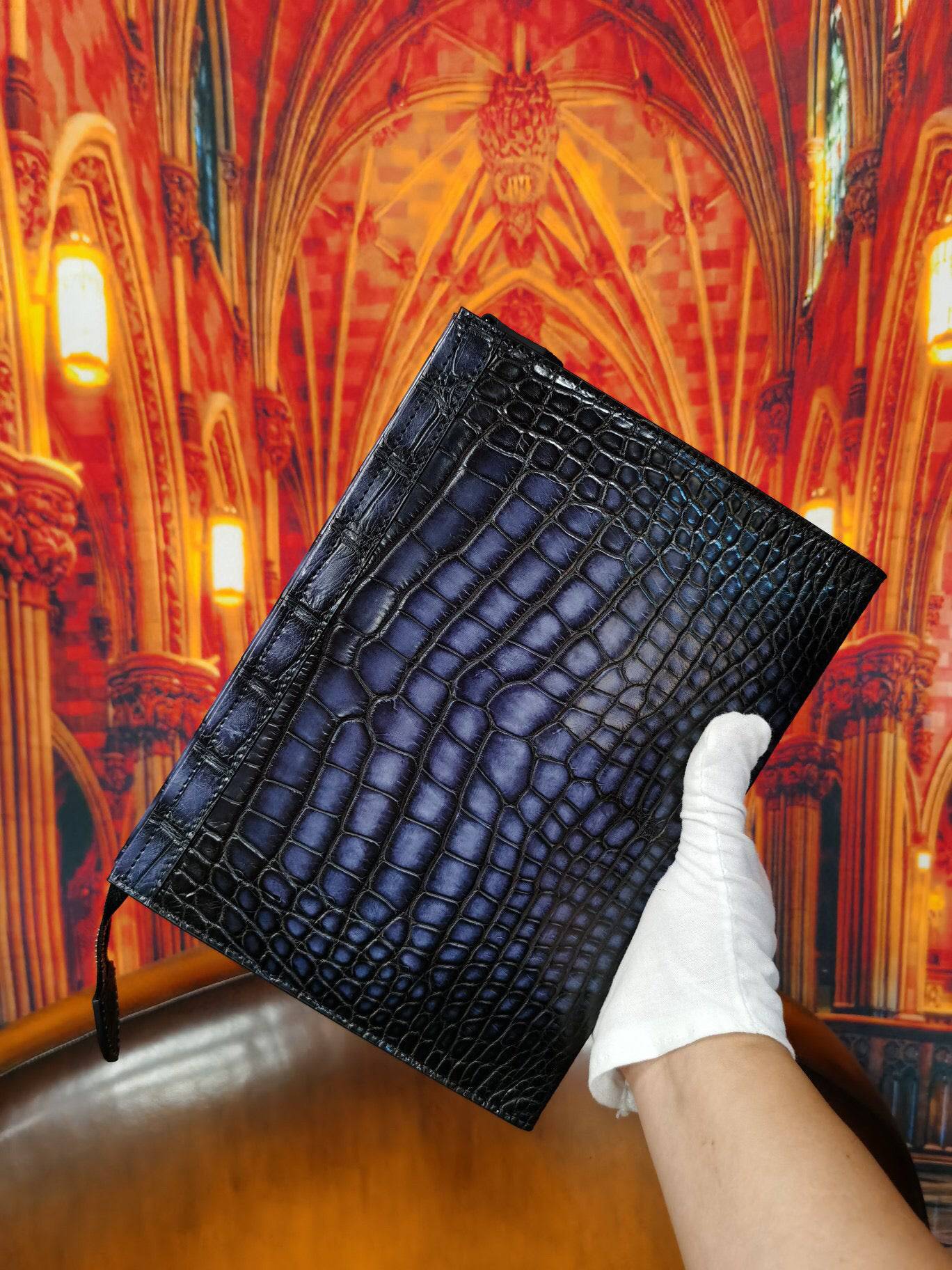 Genuine Vintage Crocodile Skin Leather  Wristlet Wallet Clutch Envelop