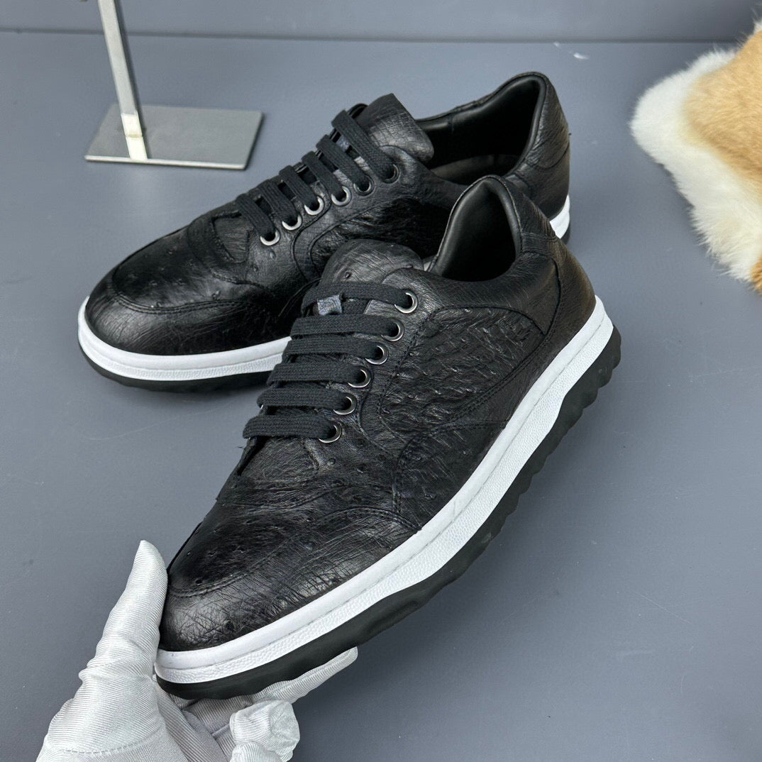 Rossie Viren ostrich skin leather sneaker featuring a stylish design and textured finish, perfect for casual and trendy footwear.
