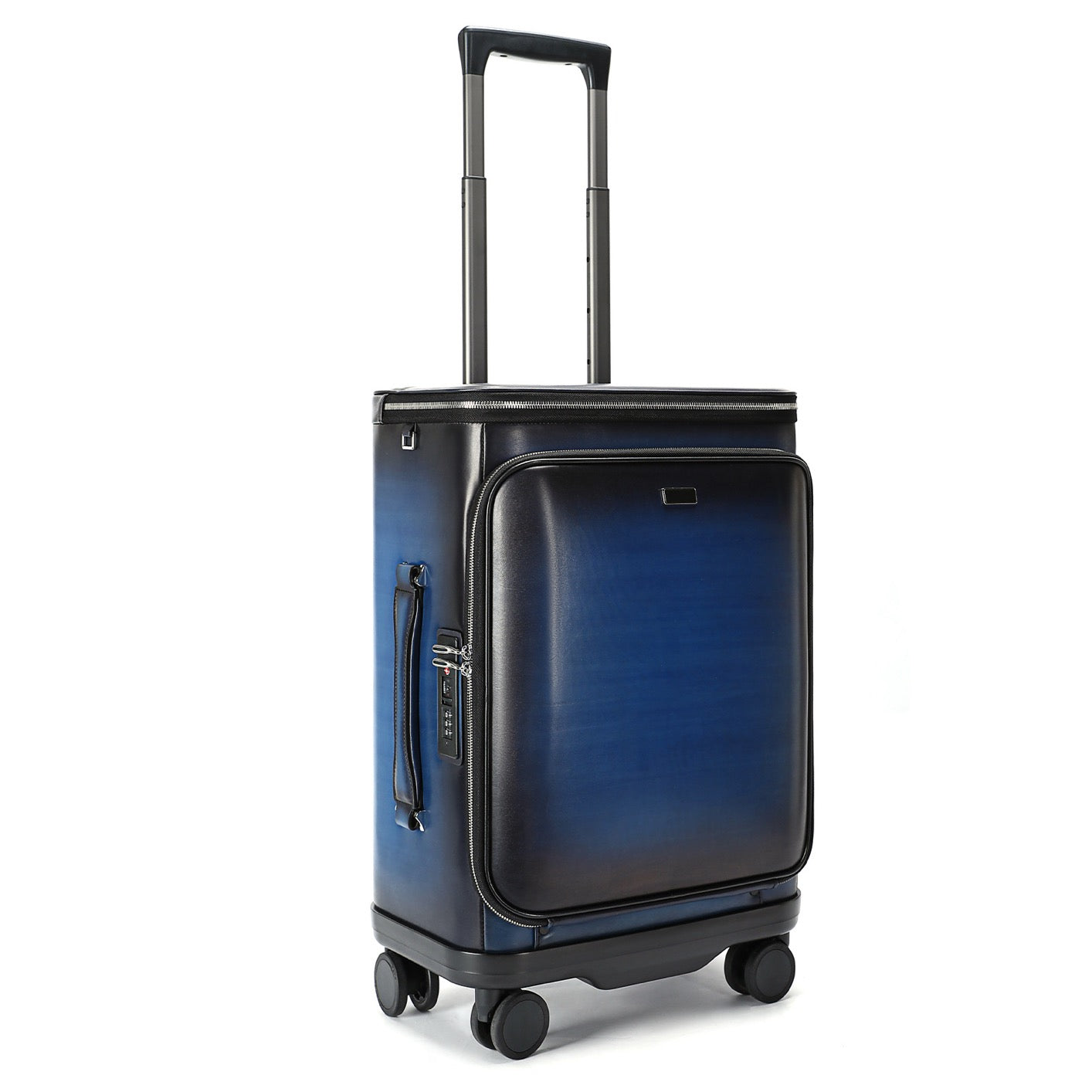 Unisex Vintage Genuine Calfskin Leather Check-In Carry On Universal Wheel 20 Inch Travelling Trolley Luggage Business Trolley Bag With Briefcase