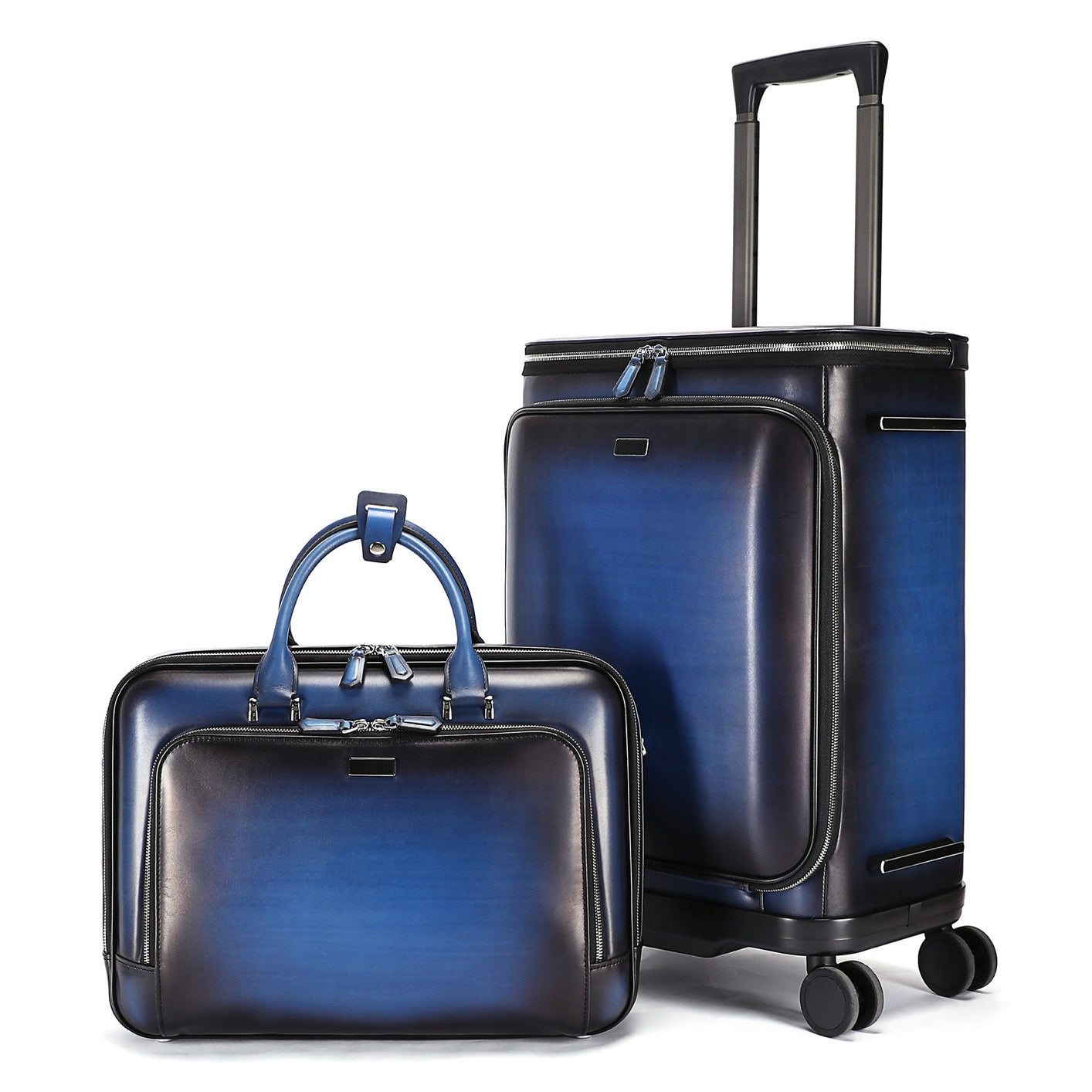 Unisex Genuine Vintage Vegetable Leather Check-In Carry On Universal Wheel 20 Inch Travelling Trolley Luggage Business Trolley Bag With Briefcase